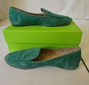 Etienne Aigner Green Suede Women's Loafers, 7.5